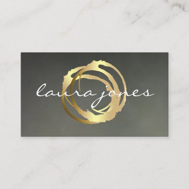 Faux Gold Painted Circle Designer Business Card (Front)