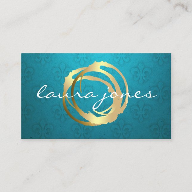 Faux Gold Painted Circle Designer Business Card (Front)