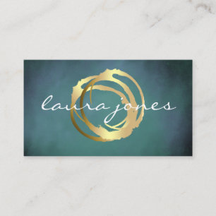 Faux Gold Painted Circle Designer Business Card