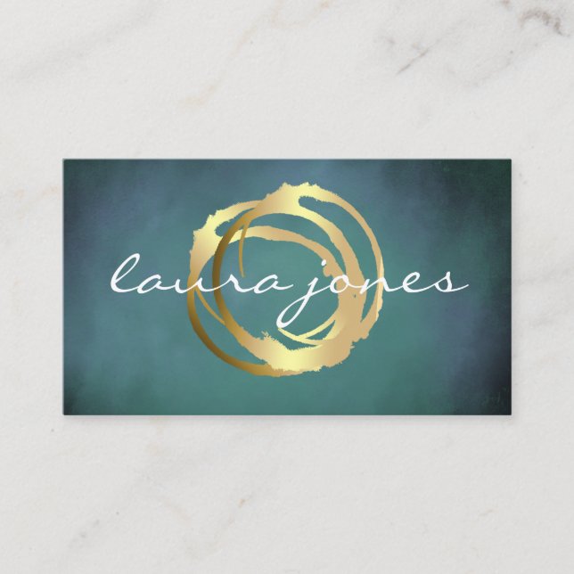 Faux Gold Painted Circle Designer Business Card (Front)