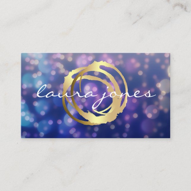 Faux Gold Painted Circle Designer Business Card (Front)
