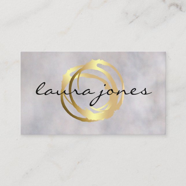 Faux Gold Painted Circle Designer Business Card (Front)