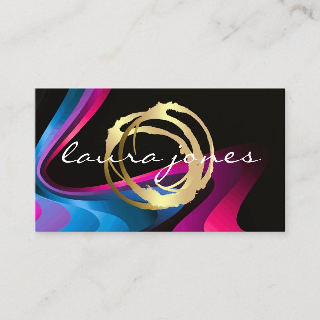 Faux Gold Painted Circle Designer Business Card (Front)