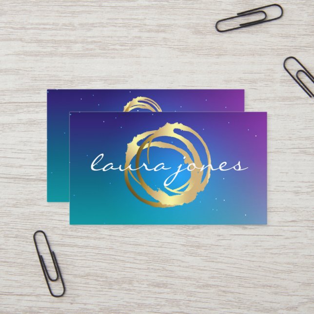 Faux Gold Painted Circle Designer Business Card (Front/Back In Situ)