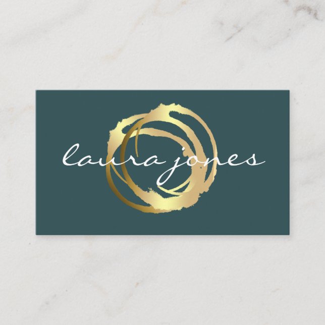Faux Gold Painted Circle Designer Business Card (Front)