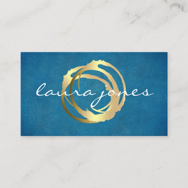 Faux Gold Painted Circle Designer Business Card (Front)