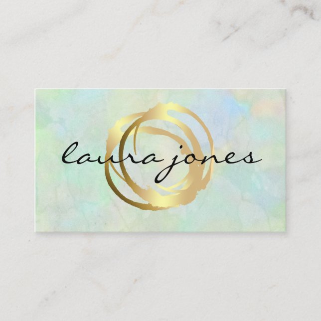 Faux Gold Painted Circle Designer Business Card (Front)