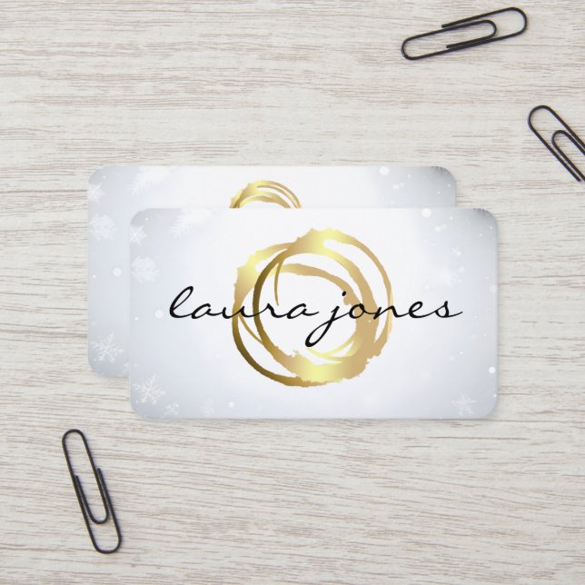Faux Gold Painted Circle Designer Business Card (Front/Back In Situ)