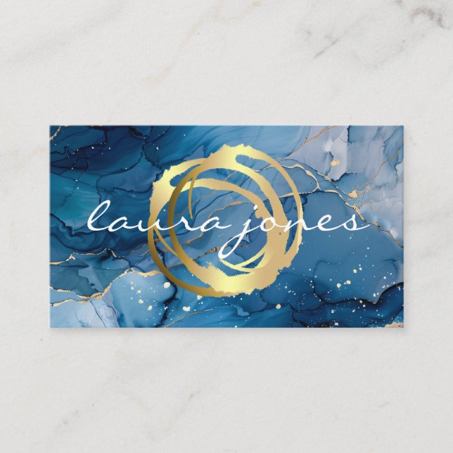 Faux Gold Painted Circle Designer Business Card (Front)