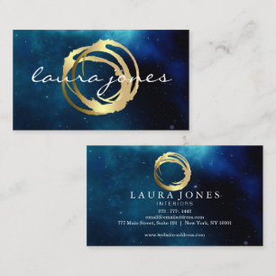 Faux Gold Painted Circle Designer Business Card