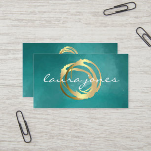 Faux Gold Painted Circle Designer Business Card