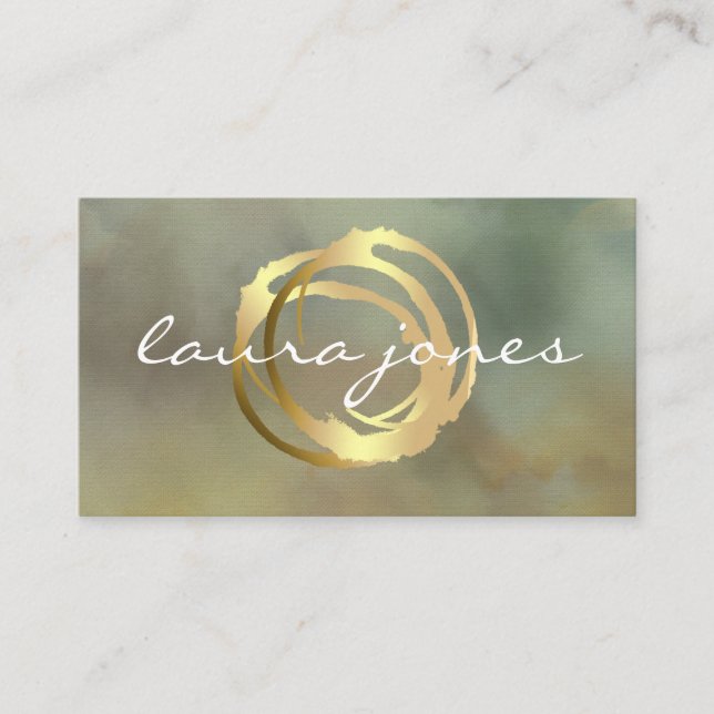 Faux Gold Painted Circle Designer Business Card (Front)