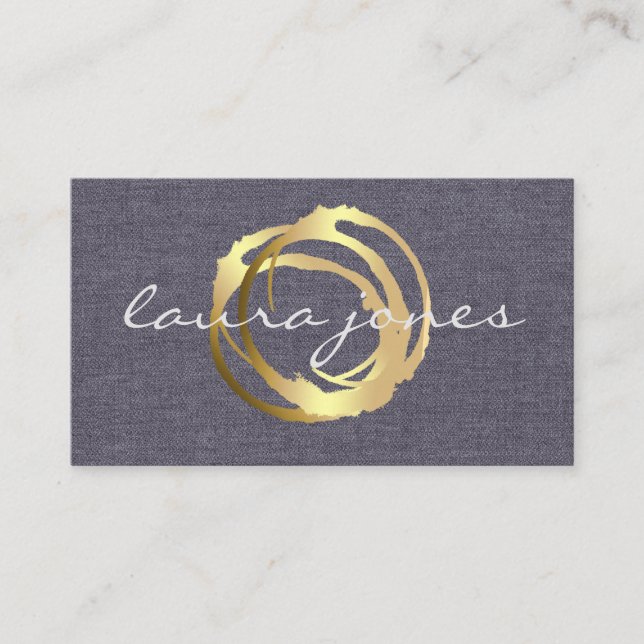 Faux Gold Painted Circle Designer Business Card (Front)