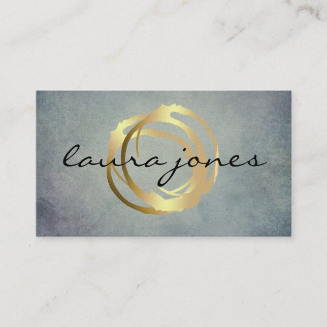 Faux Gold Painted Circle Designer Business Card (Front)