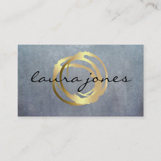 Faux Gold Painted Circle Designer Business Card (Front)