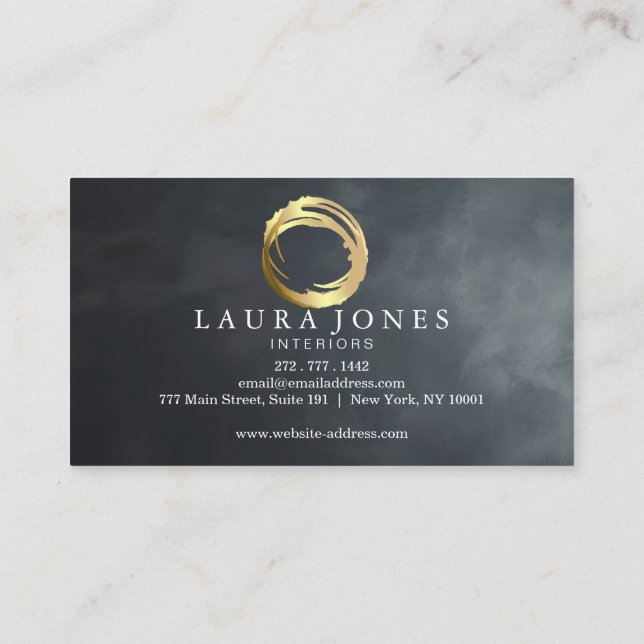Faux Gold Painted Circle Designer Business Card (Back)