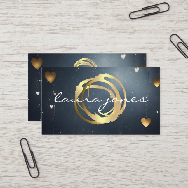 Faux Gold Painted Circle Designer Business Card (Front/Back In Situ)