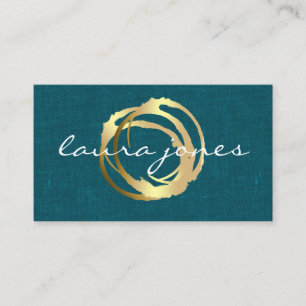 Faux Gold Painted Circle Designer Business Card