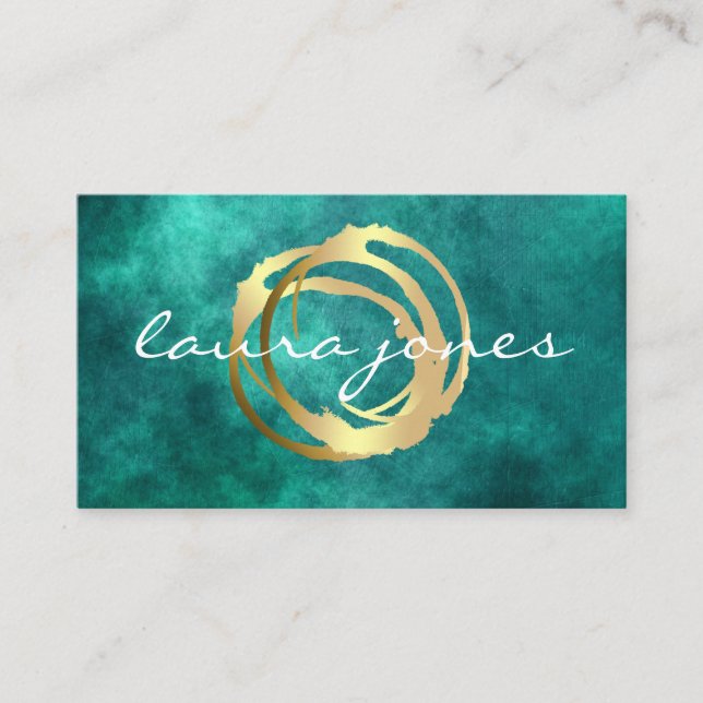Faux Gold Painted Circle Designer Business Card (Front)