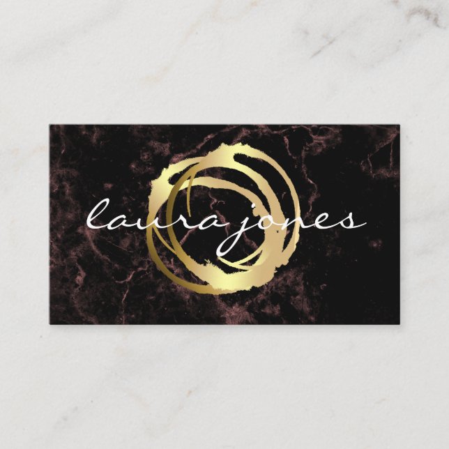 Faux Gold Painted Circle Designer Business Card (Front)