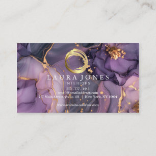 Faux Gold Painted Circle Designer Business Card