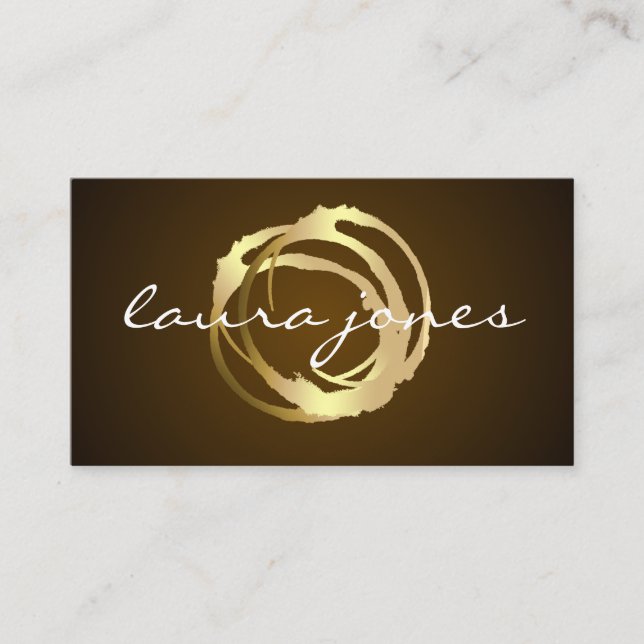 Faux Gold Painted Circle Designer Business Card (Front)