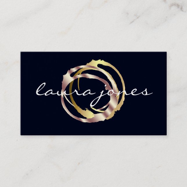 Faux Gold Painted Circle Designer Business Card (Front)