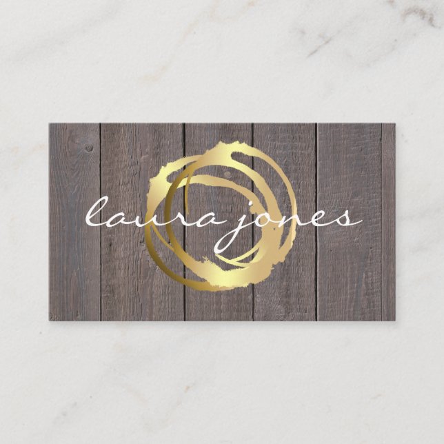 Faux Gold Painted Circle Designer Business Card (Front)