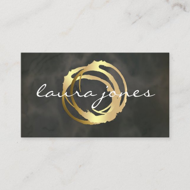 Faux Gold Painted Circle Designer Business Card (Front)