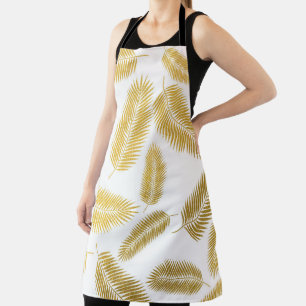 Faux Gold Palm Leaves Pattern Apron