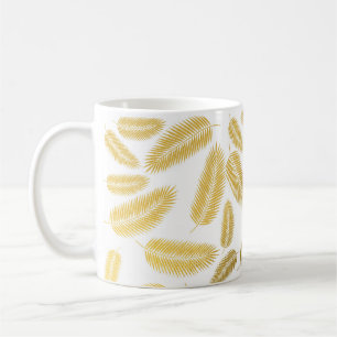 Faux Gold Palm Leaves Pattern Coffee Mug