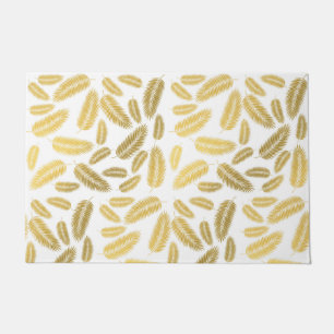 Faux Gold Palm Leaves Pattern Doormat