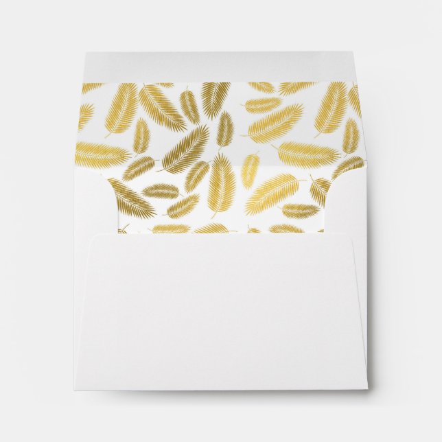 Faux Gold Palm Leaves Pattern Envelope (Back (Bottom))