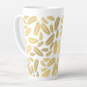 Faux Gold Palm Leaves Pattern Latte Mug