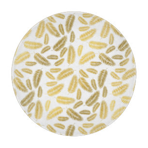 Faux Gold Palm Leaves Pattern Sherpa Blanket Accen Cutting Board