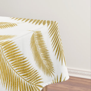 Faux Gold Palm Leaves Pattern Sherpa Blanket Short Tablecloth