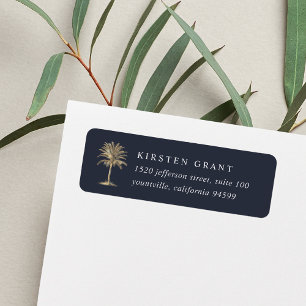 Faux Gold Palm Tree Logo Return Address