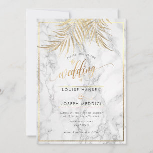 Faux Gold Palms+ Marble Wedding Announcement