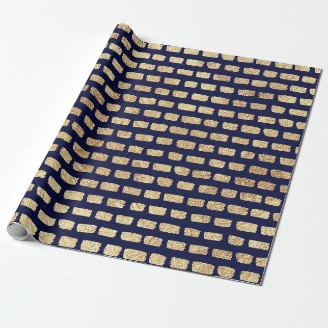 Faux gold pattern and dark blue wrapping paper (Unrolled)