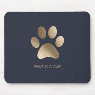 Faux Gold Paw Print On Rich Navy Mouse Mat