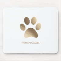 Faux Gold Paw Print On White