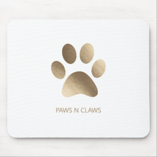 Faux Gold Paw Print On White Mouse Mat