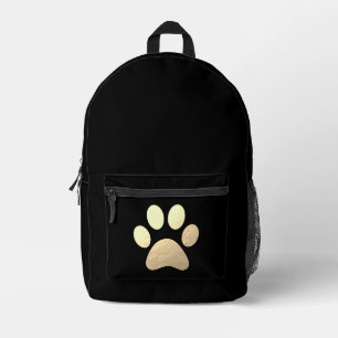 Faux Gold Paw Print Printed Backpack