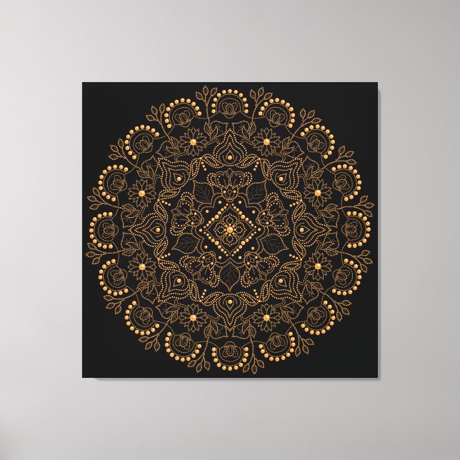 Faux Gold Pearl Bead Mandala Canvas Print (Front)