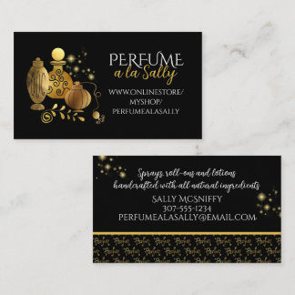 Faux gold perfume bottles handcrafted scent lotion business card