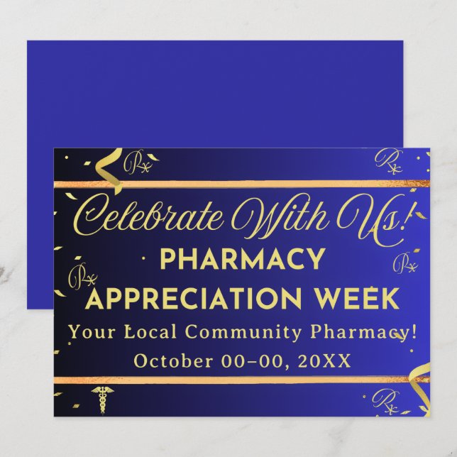 Faux Gold Pharmacy Appreciation Greeting Card (Front/Back)