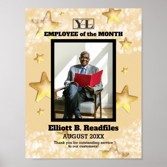 Faux gold photo employee of the month award poster (Front)