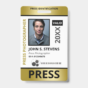 Faux Gold Photo & Logo Press ID Badge