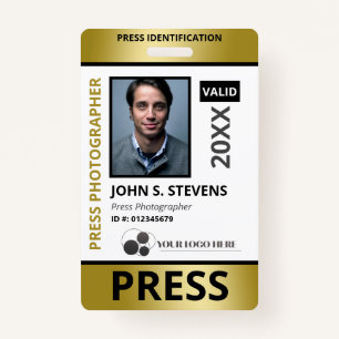 Faux Gold Photo & Logo Press ID ID Badge