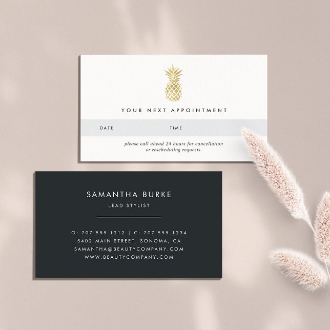 Faux Gold Pineapple Appointment Cards (Creator Uploaded)